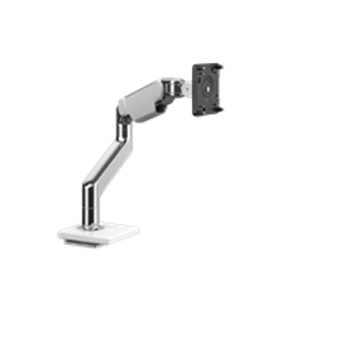 M8.1 Monitor Arm with Sliding Desk Clamp Mount, 18mm, Polished Aluminum with White Trim