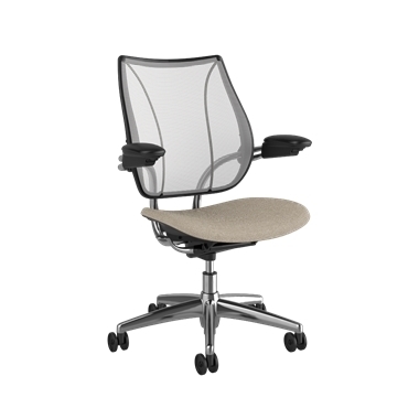 Liberty Task Chair, Pinstripe White Back, Hallingdal 65 0200 Seat, Polished Frame with Black Trim