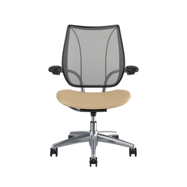 Liberty Task Chair, Pinstripe Silver Back, Ticinio Sand Seat, Polished Frame with Black Trim Picture 2