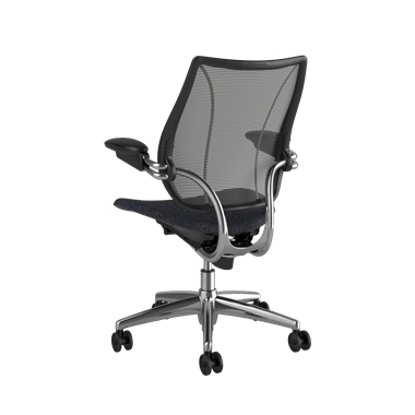 Liberty Task Chair, Pinstripe Black Back, Vanir 0693 Seat, Polished Frame with Black Trim Picture 3