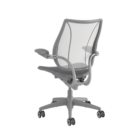 Liberty Task Chair, Pinstripe White Back, Remix 14 Seat. Silver Frame with Silver Trim Picture 3