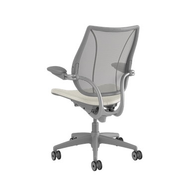 Liberty Task Chair, Pinstripe Silver Back, Ticinio Glacier Seat. Silver Frame with Silver Trim Picture 3