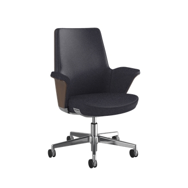 Summa Chair with Walnut Wood Back and Carbon - Maribo (Chrome-Free Leather)